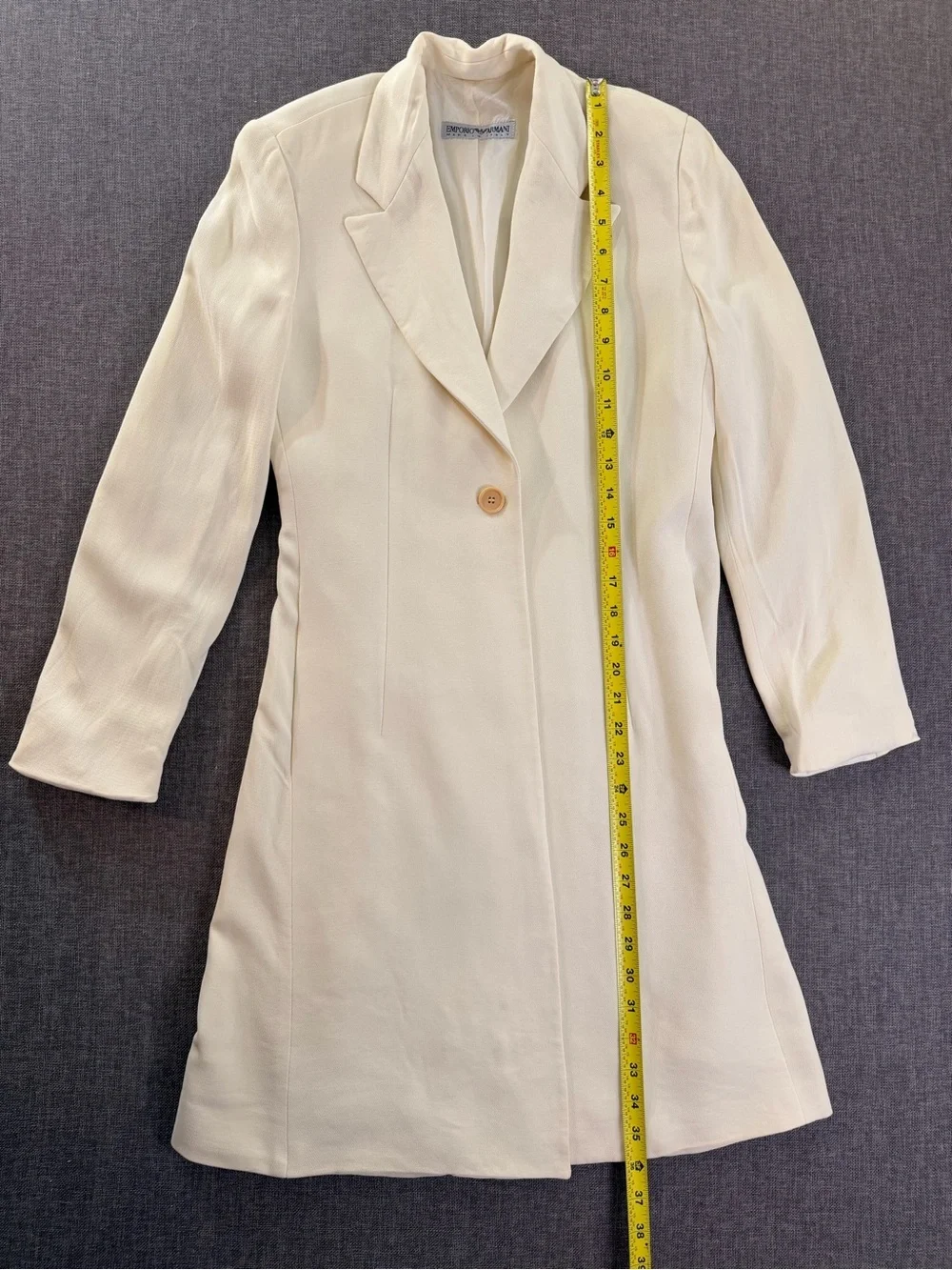 Emporio Armani Vintage Cream Single-Button Trench Coat Small Made In Italy